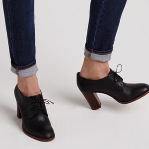 Madewell High Heeled Black Leather Oxfords